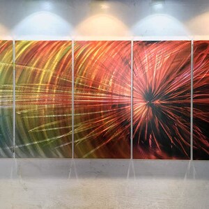 Abstrakt metallväggkonst: Aluminiumskulptur, modern trädmålning bild 5