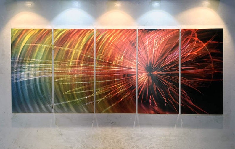 Abstrakt metallväggkonst: Aluminiumskulptur, modern trädmålning bild 5