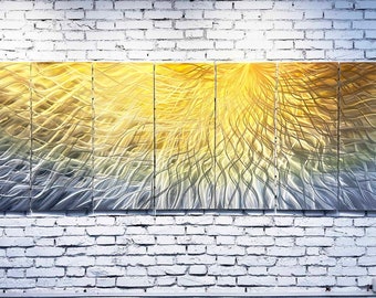 Large Silver Metal Wall Art Sculpture, Modern Home Decor Panels