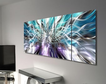 Abstract Metal Wall Art, Silver Aluminium Sculpture, Indoor Outdoor Decor