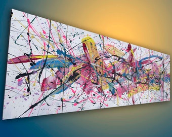 大きな抽象的なアルミ製ウォールアート、カラフルでモダンなホームデコレーション