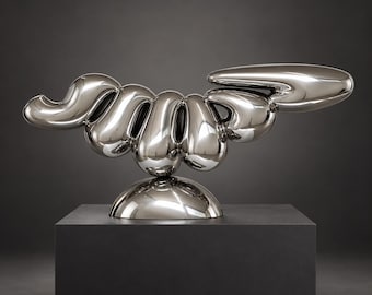 Mirror Polished Stainless Steel Sculpture, Abstract Art for Console Tables and Entryways