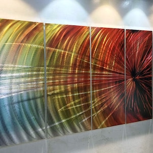 Abstrakt metallväggkonst: Aluminiumskulptur, modern trädmålning bild 4