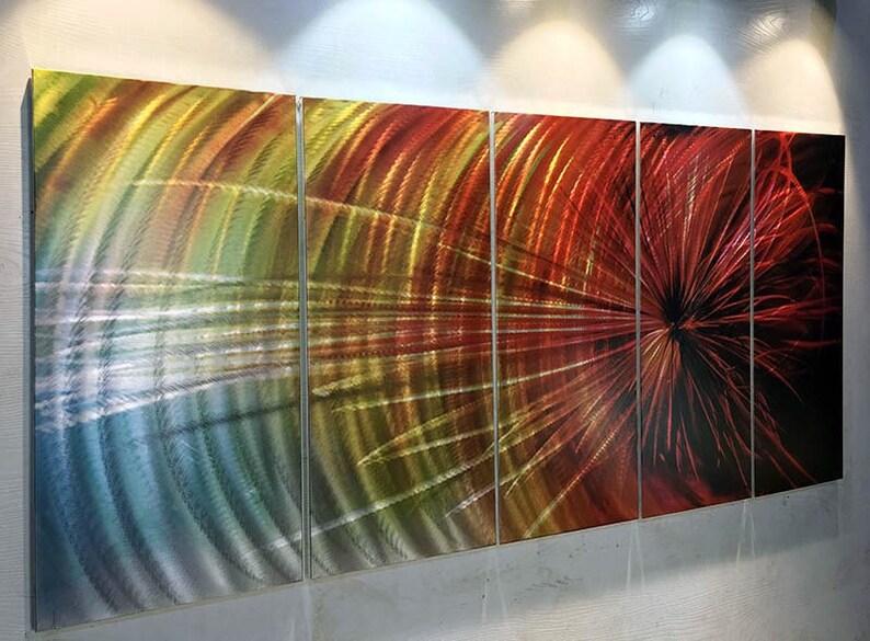 Abstrakt metallväggkonst: Aluminiumskulptur, modern trädmålning bild 4