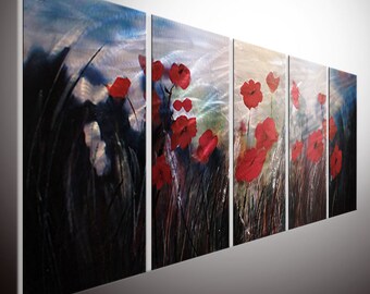 Abstrakcyjny metalowy kwiat, nowoczesna aluminiowa rzeźba ścienna