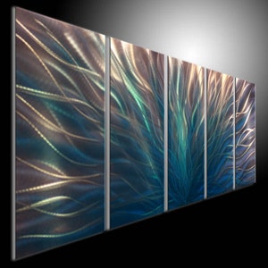 Metal Wall Art Home Decor-Radiance Blues Tea Blues Abstract Contemporary Modern Home Decor.Modern 3D Painting Wall Art