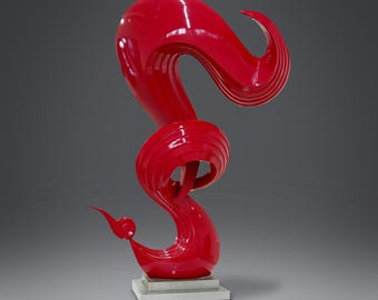 Large Outdoor Sculpture, Red Stainless Steel Art for Lawns, Plazas and Entrances