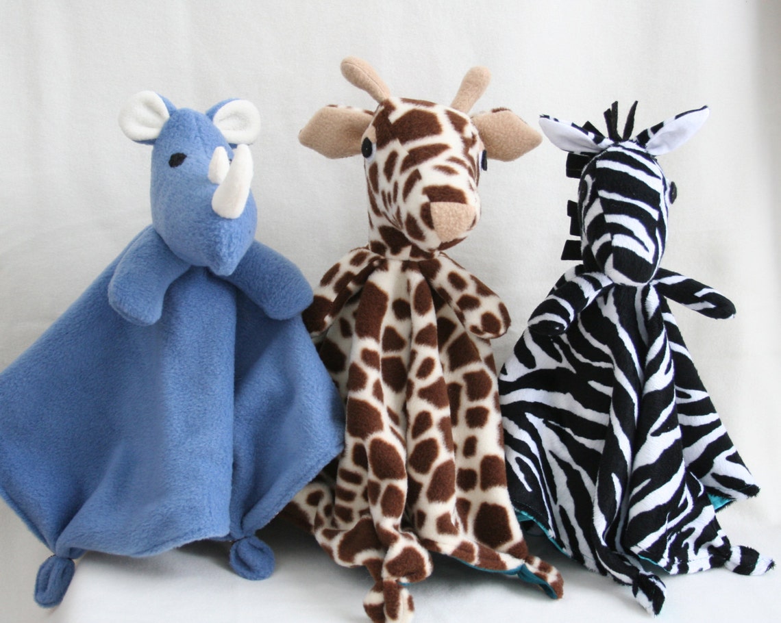 Safari Animal Lovey Collection PDF Sewing Pattern Make a Rhino, Giraffe
