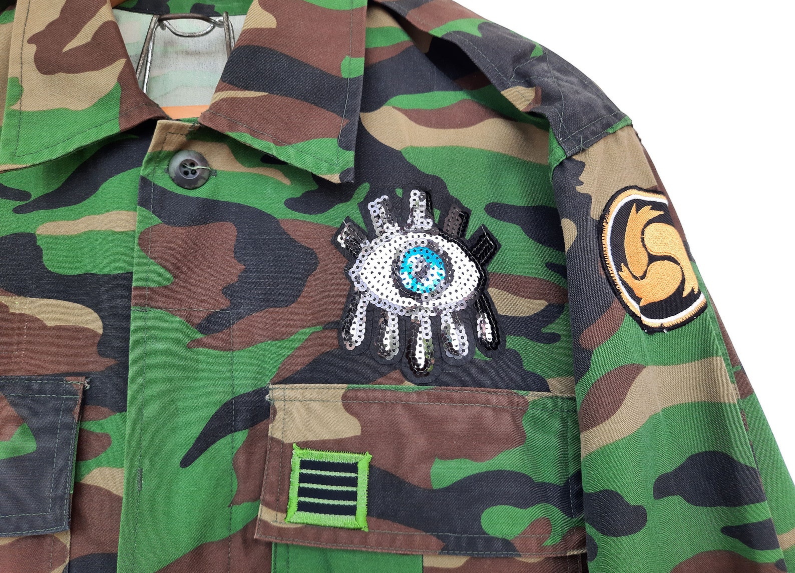 Upcycled Camo Jacket With Patches / Patched Camo Jacket / Etsy