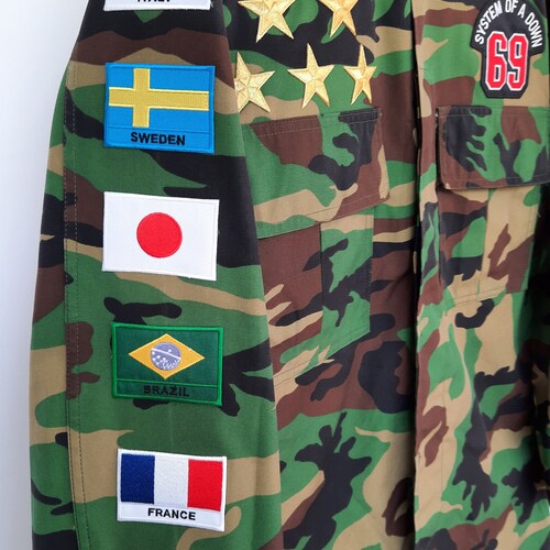 Shops Upcycled Camo Jacket with Patches / Reworked Vintage Military Camouflaged Jacket with Patches Men Size M Unisex Adult