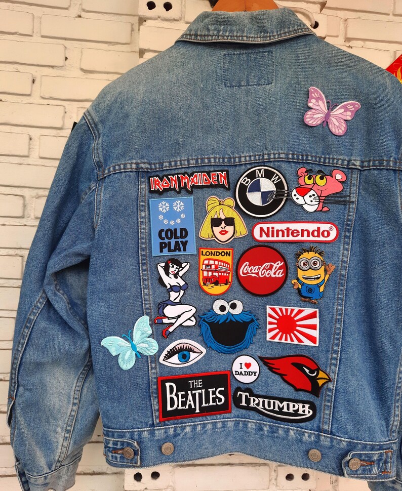 Upcycled Jacket With Patches / Reworked Vintage Jean Jacket With ...