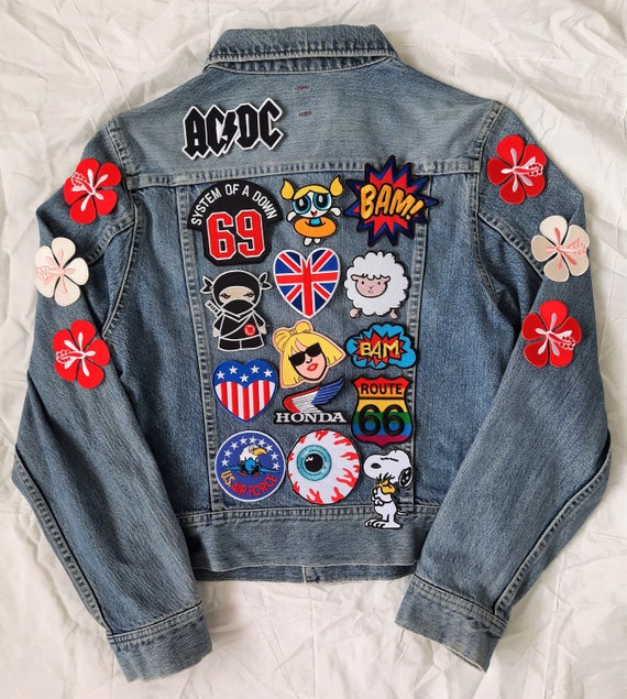 vintage jean jacket with patches