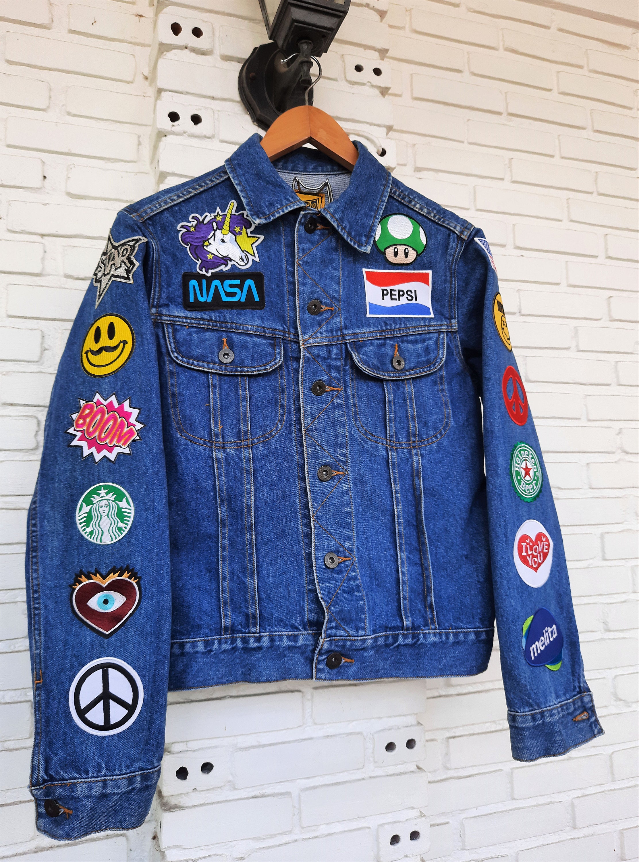 Patched Denim / Upcycled Jacket with Patches / Reworked | Etsy