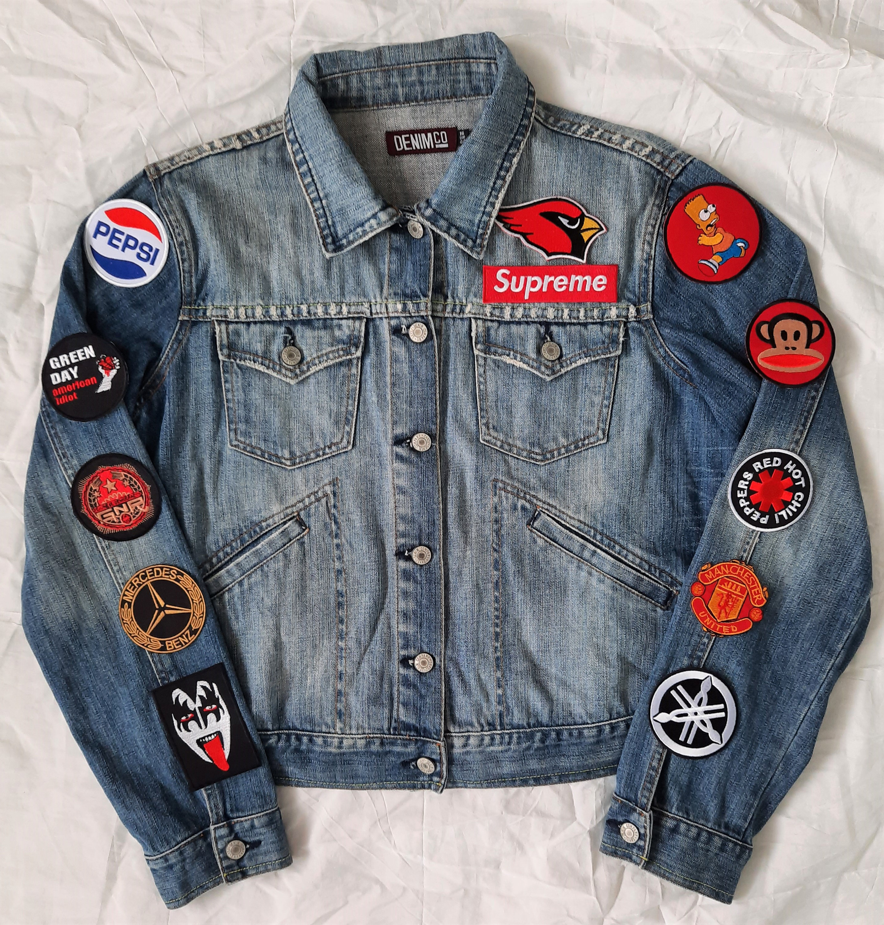Upcycled Jean Jacket With Patches / Reworked Vintage Jean 