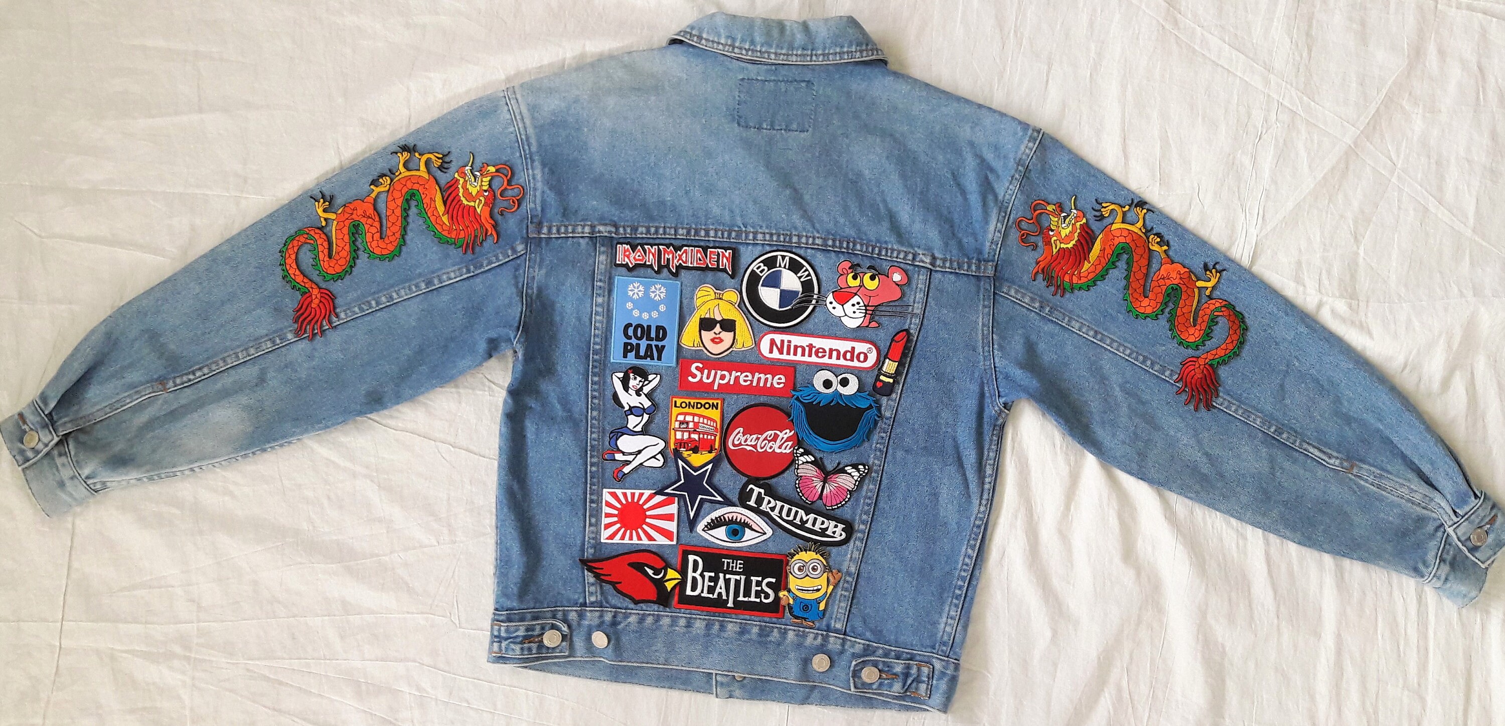 Upcycled Jacket With Patches / Reworked Vintage Jean Jacket With ...
