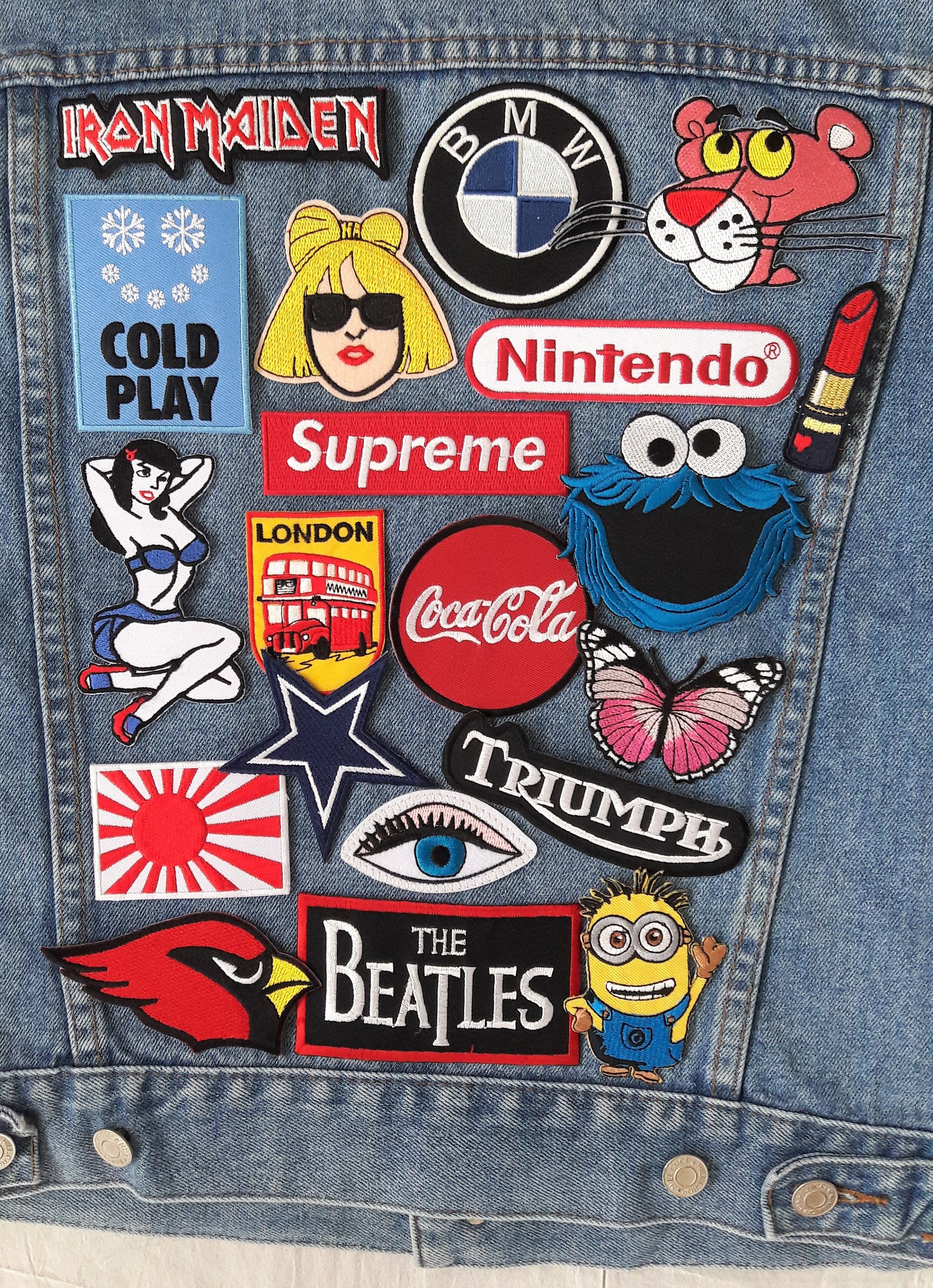 Supreme jean cheap jacket patches