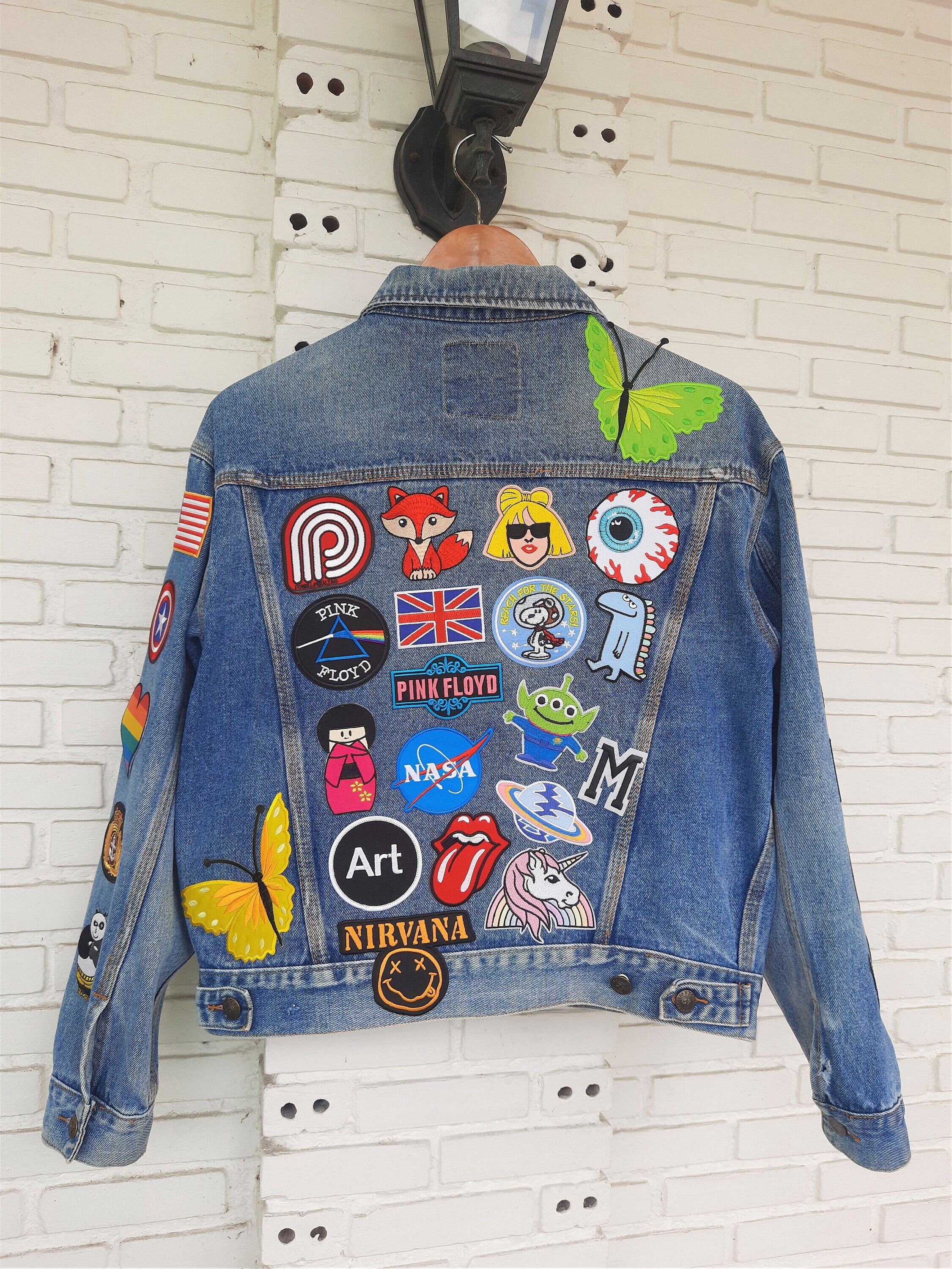 Upcycled Jean Jacket With Patches / Reworked Vintage Jean | Etsy