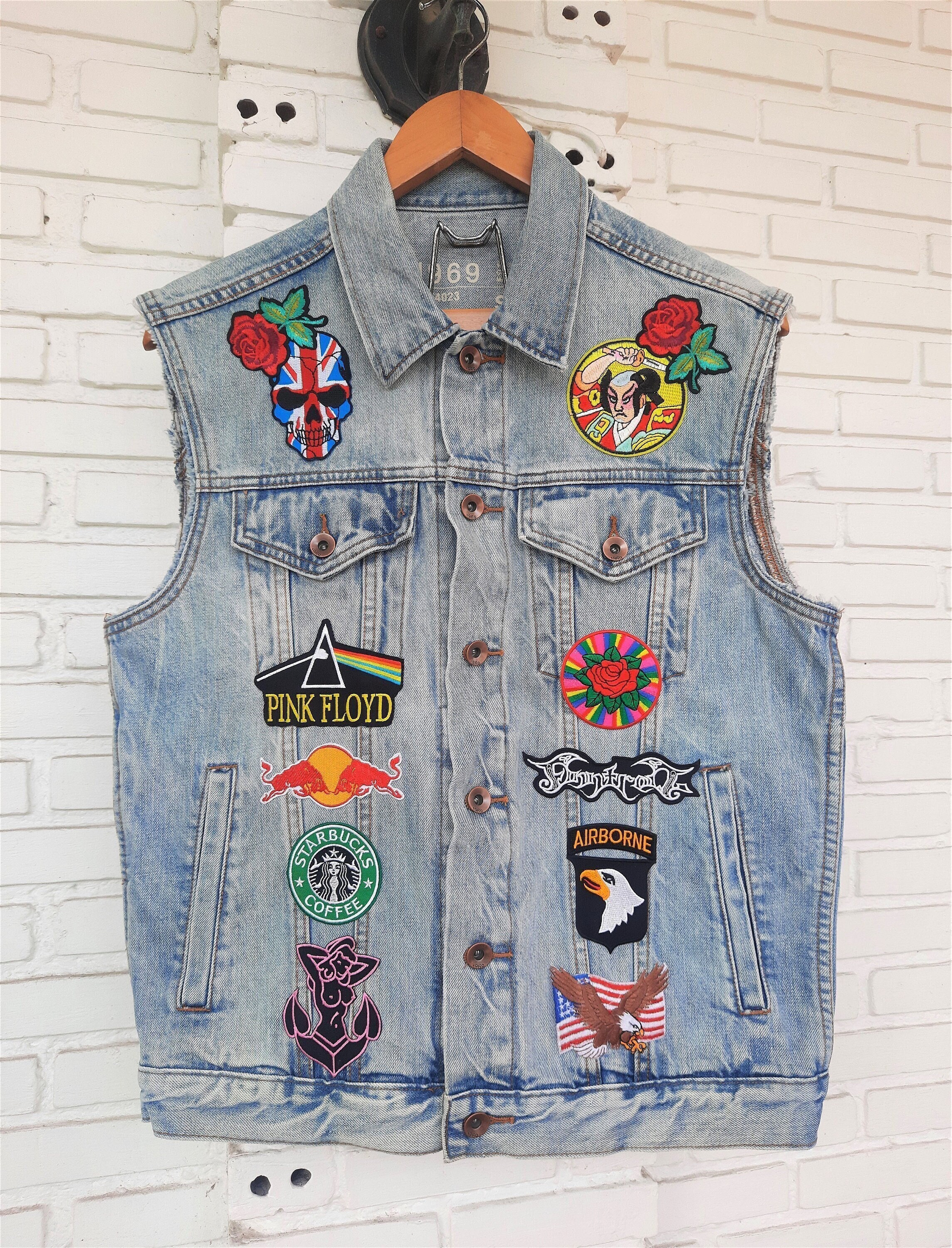 DIY Metal/Punk Vest Various patches/pins Levi - Depop