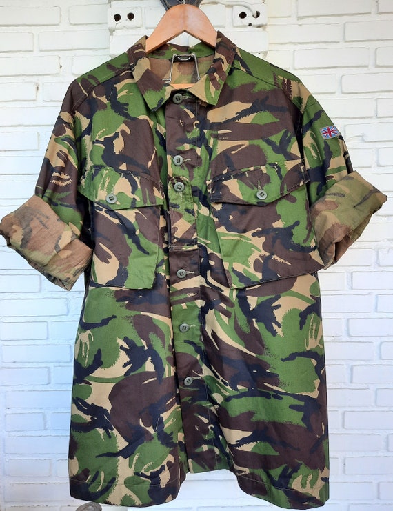 Vintage British Army Combat Woodland Camouflage Jacket / Vintage Military Combat Woodland Camo Jacket / Vintage Camo Jacket Men Size L
