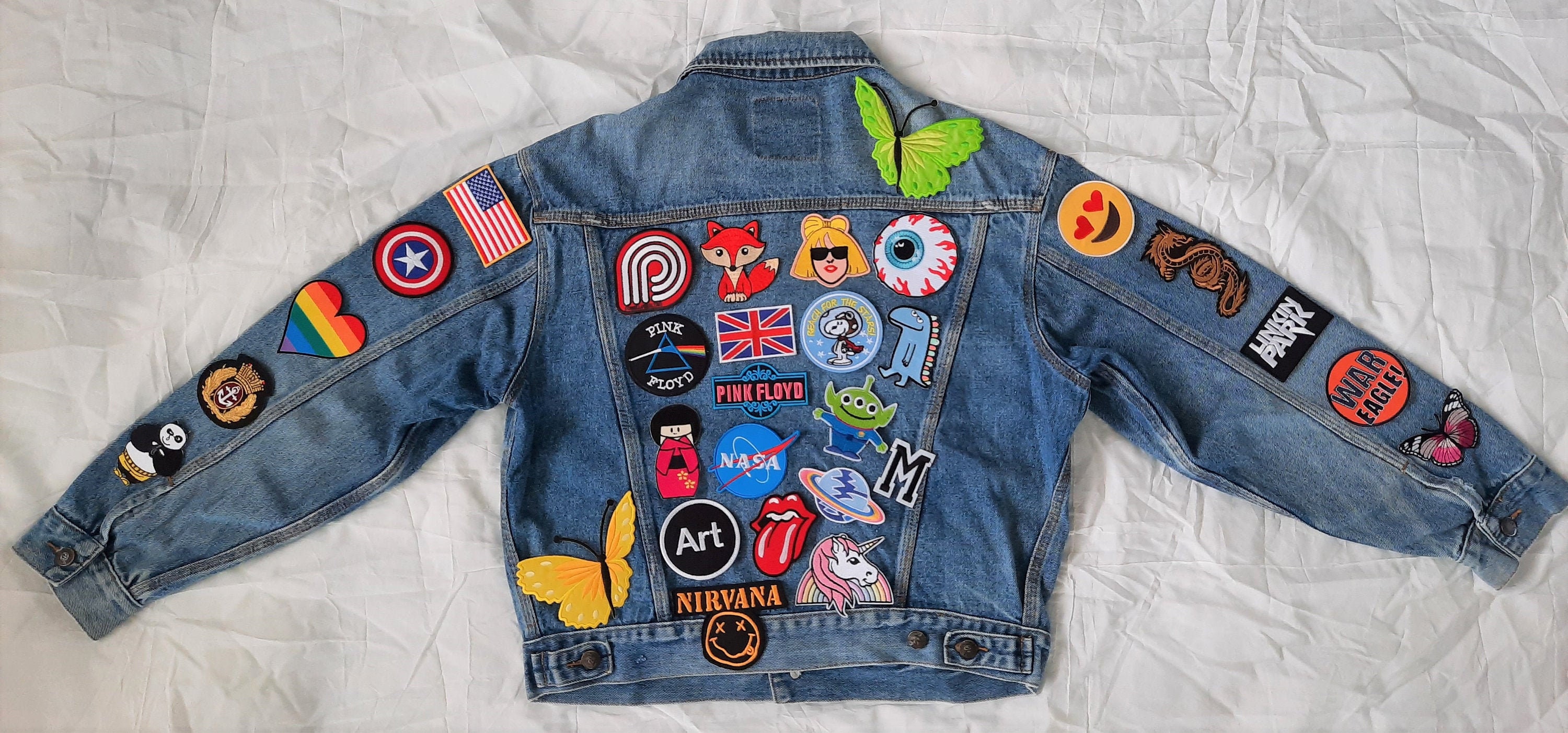 Upcycled Jean Jacket with Patches / Reworked Vintage Jean | Etsy