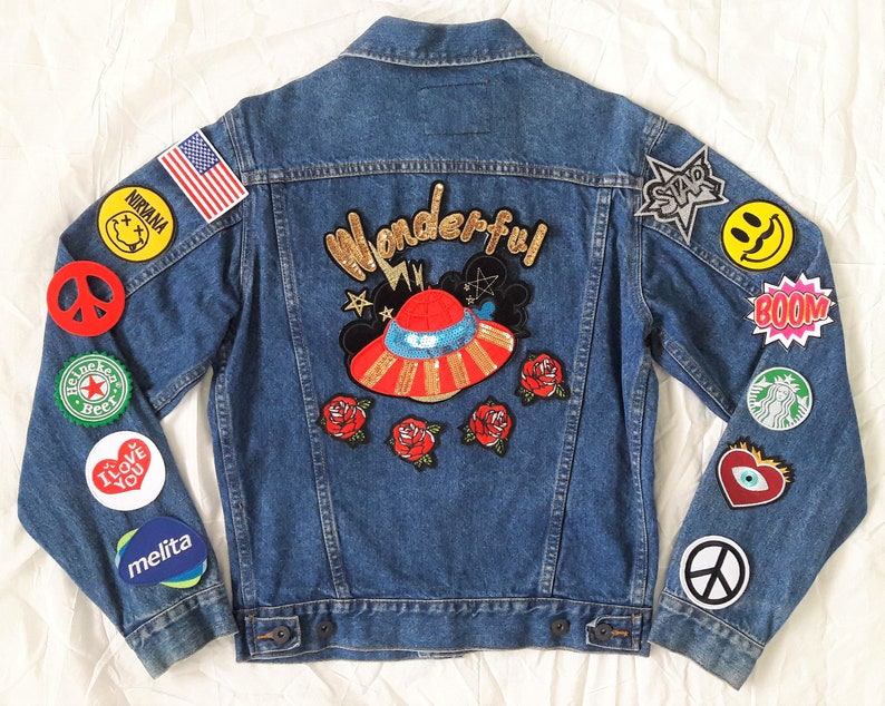 Patched Denim / Upcycled Jacket with Patches / Reworked | Etsy