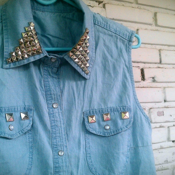 DIY Studded Denim Shirt No.8802