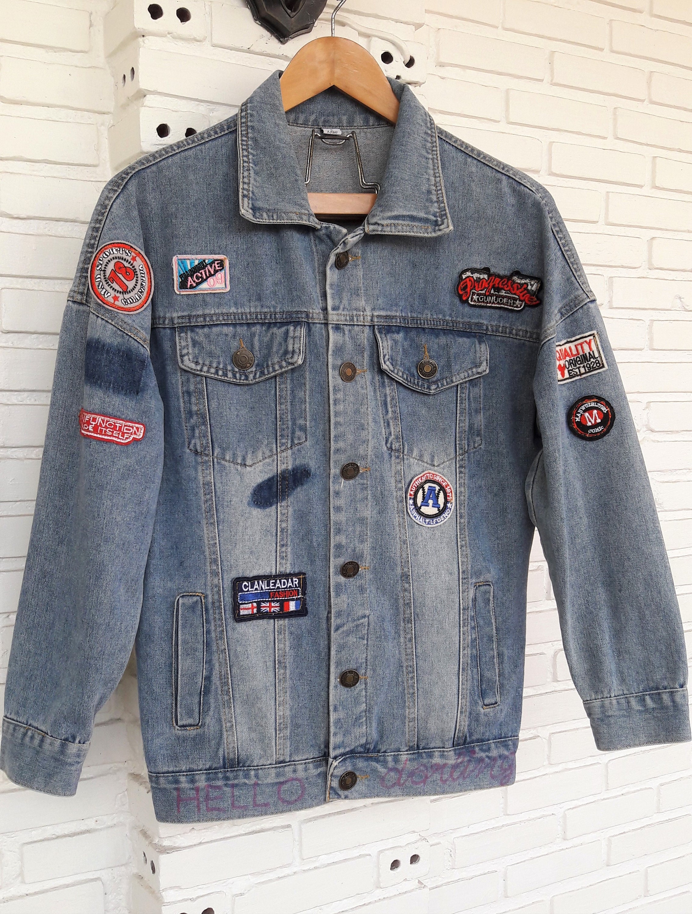 Hand Painted Jacket / Hand Painted Vintage Oversize Jean | Etsy