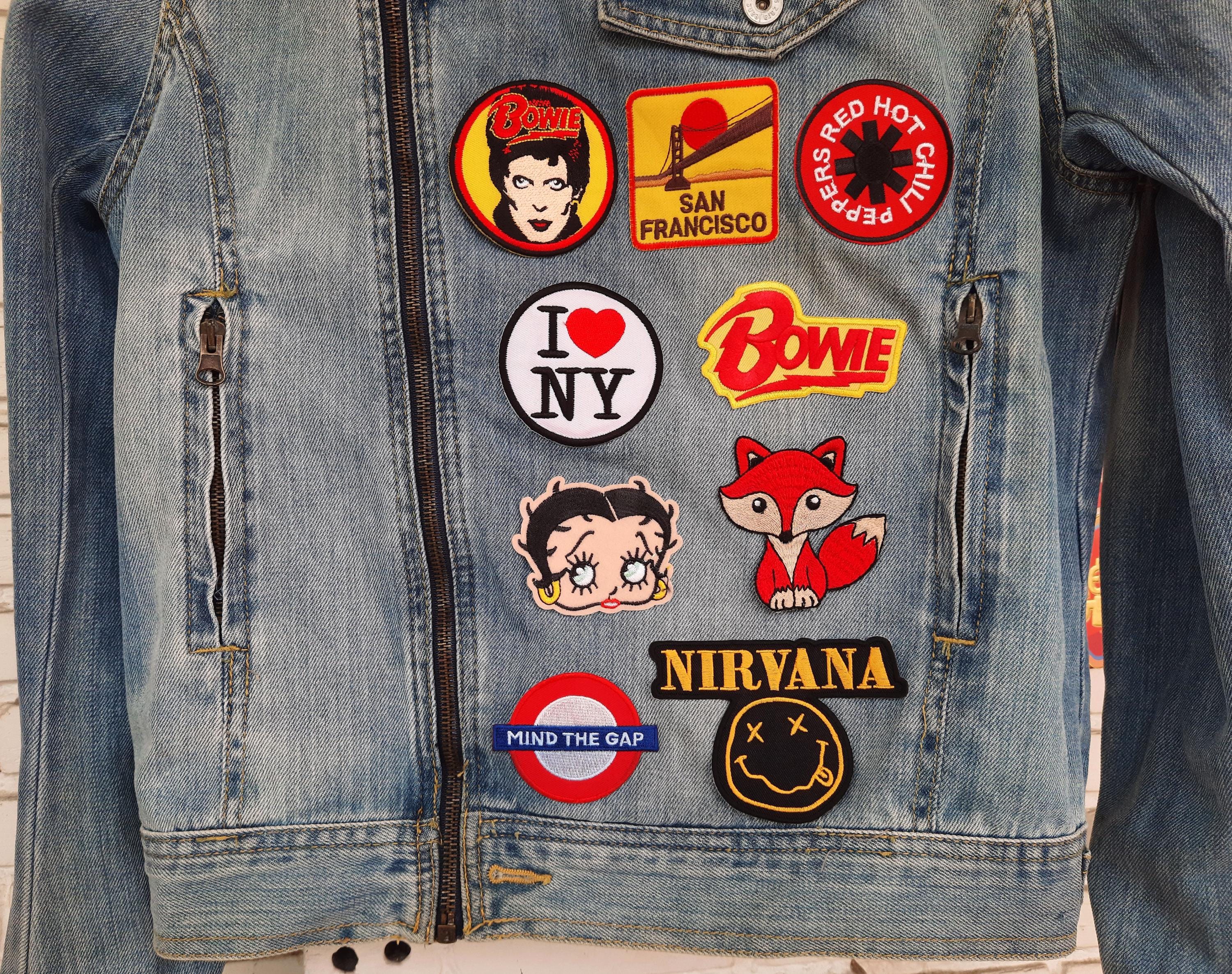 Upcycled Biker Denim Jacket With Patches / Reworked Vintage