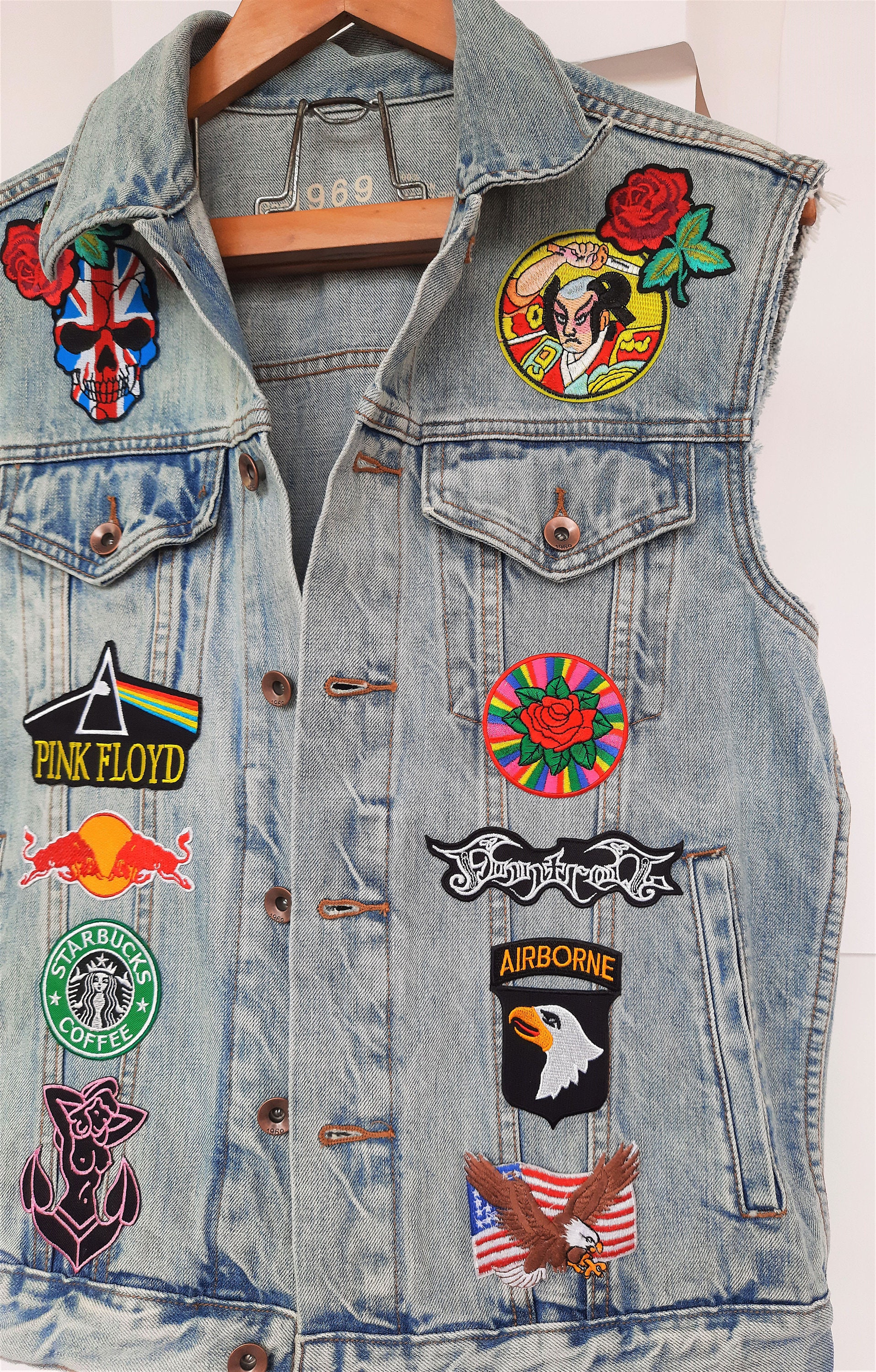 Jean vest shop with patches