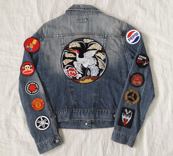 Upcycled Jean Jacket With Patches / Reworked Vintage Jean Jacket