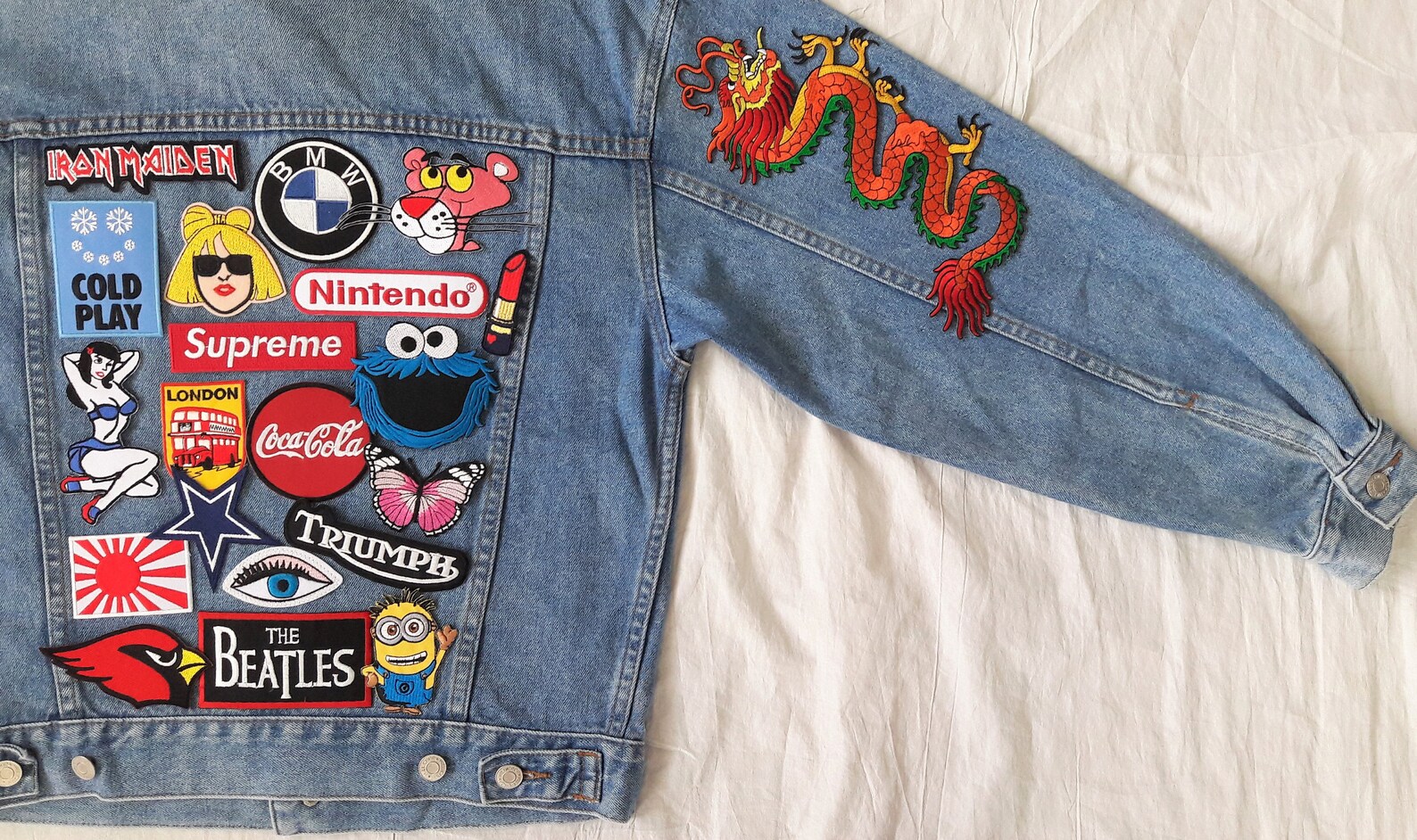 Upcycled Jacket With Patches / Reworked Vintage Jean Jacket With ...
