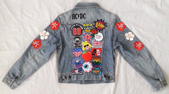 denim jacket with patches women's