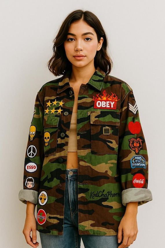 Sweet Rebel Patched Camo Jacket – One-of-a-kind Vintage
