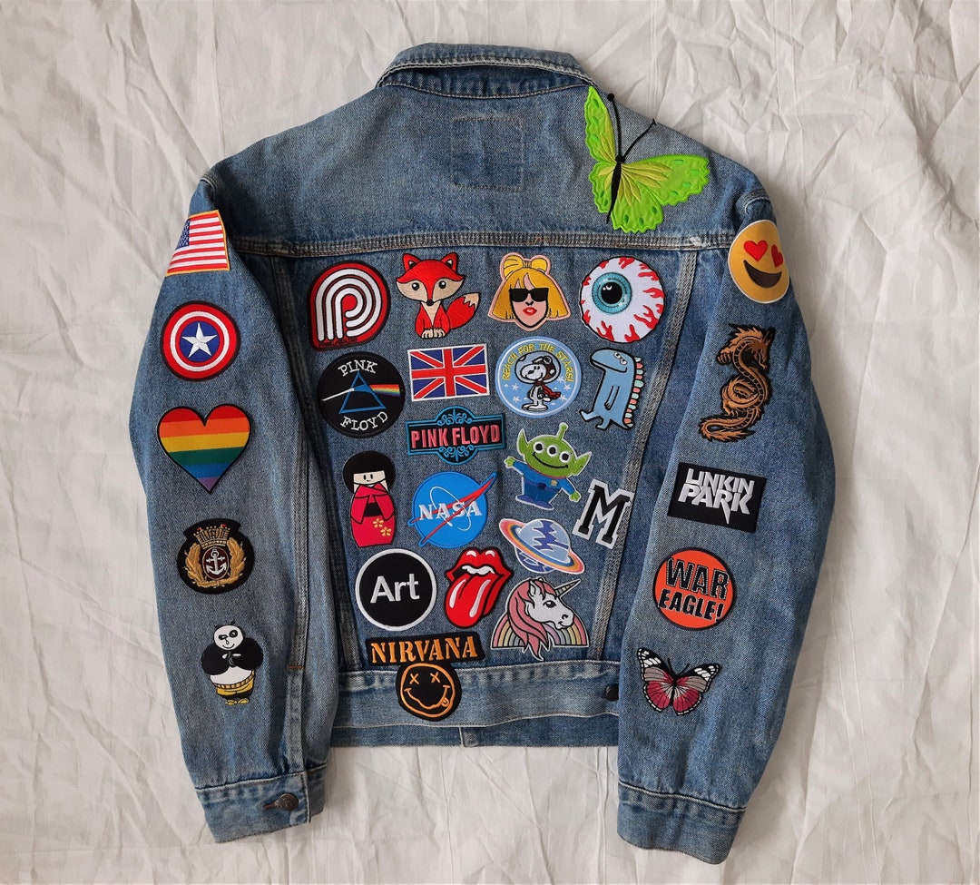 Upcycled Jean Jacket With Patches / Reworked Vintage Jean - Etsy
