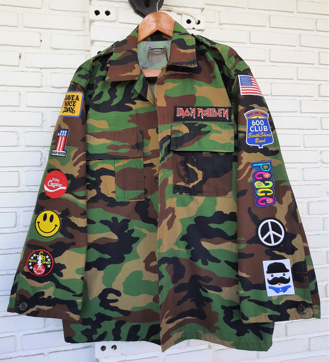 Upcycled Camo Jacket With Patches / Reworked Vintage Camo - Etsy