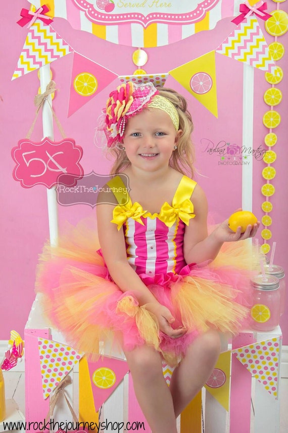 Items similar to Pink Lemonade Tutu Dress | Yellow Sunshine Carnival ...
