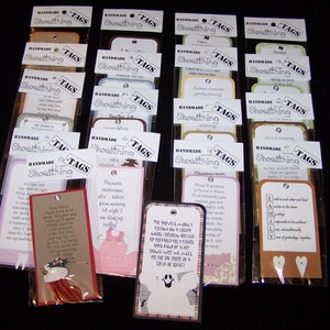 18 Handmade Shoestring Tags - The Shoestring Album Co  Assorted Holidays and Verses