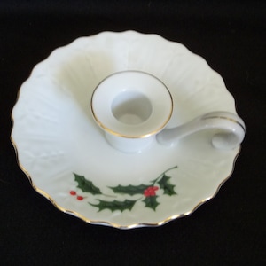 Holly Berry Leaf Single Candle Stick Holder- Holiday Christmas Japan