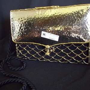 Attractive Ornate Gold-Tone Metal Shoulder Handbag