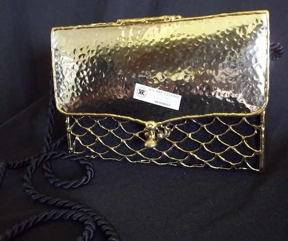 Attractive Ornate Gold-Tone Metal Shoulder Handbag