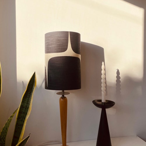 X Tall Scion Lohko Fabric Lampshade in Liquorice & Paper