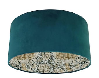 Handcrafted Velvet Lampshade: Morris & Co. Wandle Floral Lining