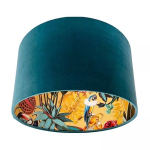 Velvet Lampshade: Ochre Wonderland Tropical Animal Print, Choice of Colors