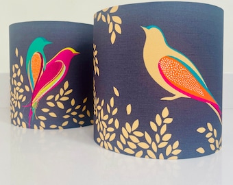 Handcrafted Lampshade in Sara Miller Green or Smokey Birds Fabric