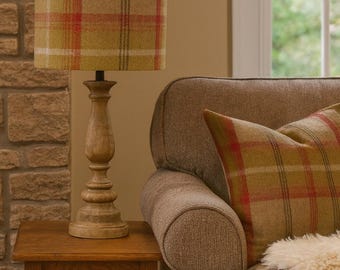 Country Tweed Check Wool Fabric Lampshade in Balmoral Rust