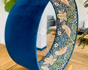 William Morris 'Strawberry Thief' Lampshade: Indigo Velvet, Handmade