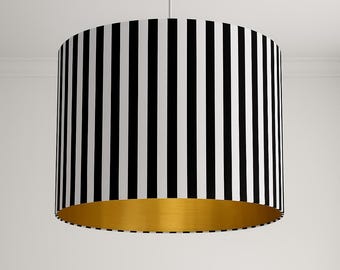 Black and White Stripe Lampshade: Handmade Drum Shade