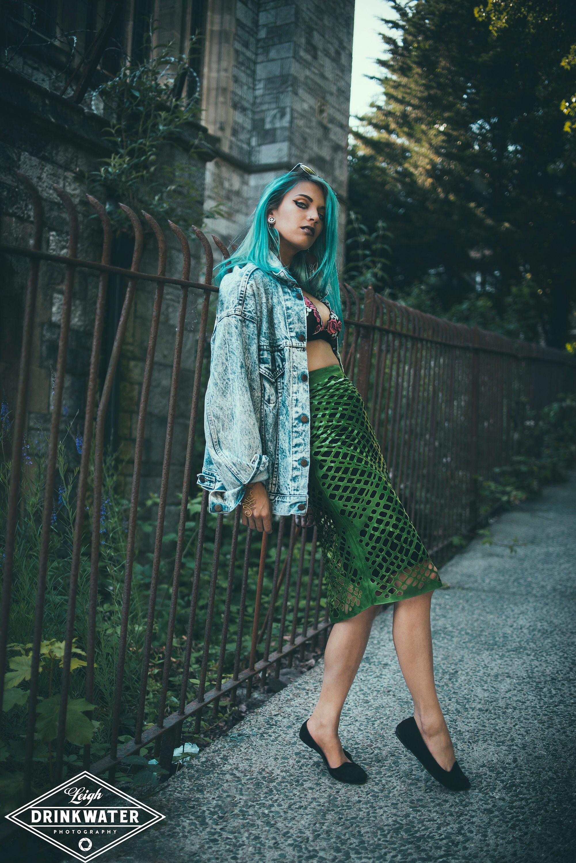 Image of Crosshatch Mesh Latex Pencil Skirt in Apple Green Or Any Colour