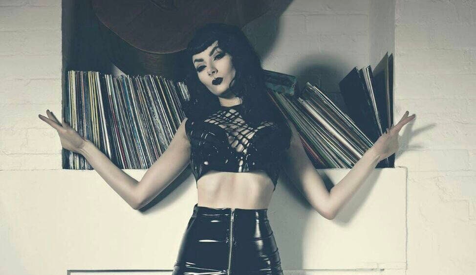 Image of Alexa Latex Mesh Crop Top in Black Or Any Colour