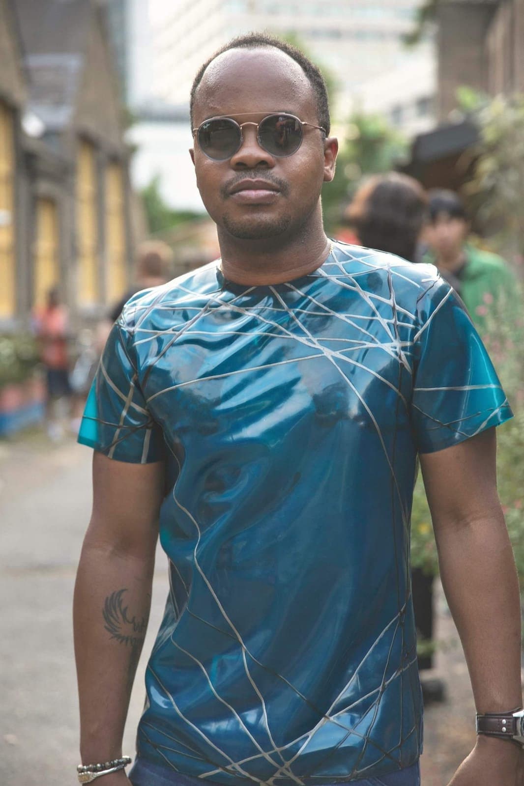 Image of Crossfade Latex T-Shirt Mesh On Translucent Blue Sheeting Or Any Colour